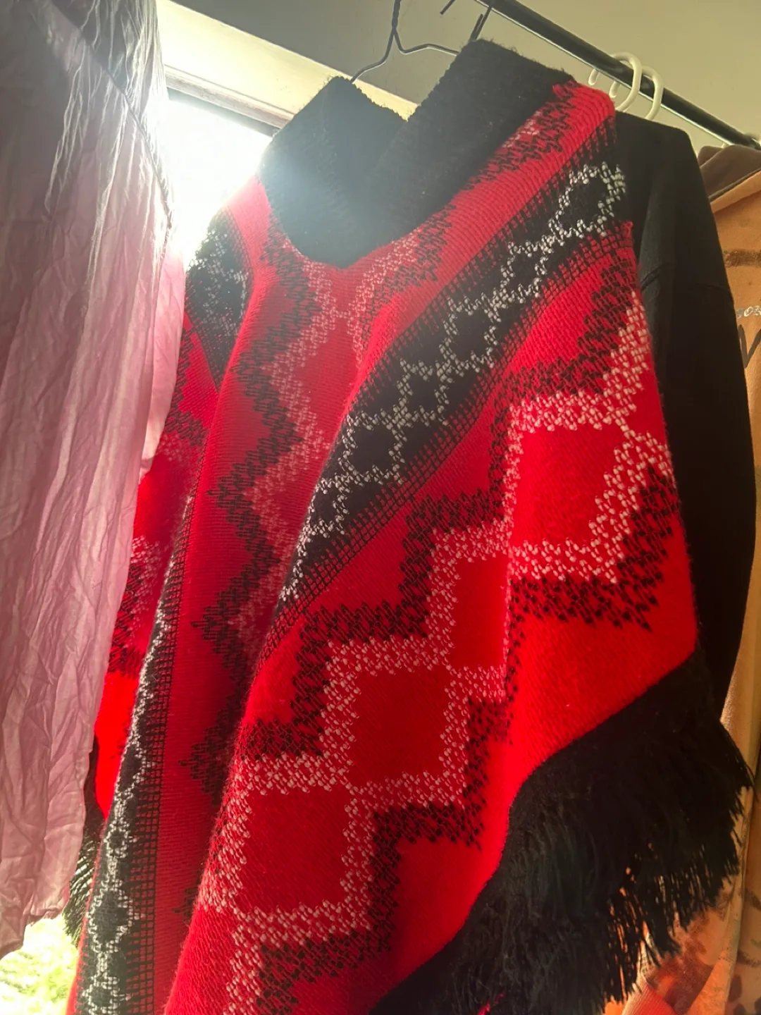 Red and Black Knit Poncho image indicator(3)