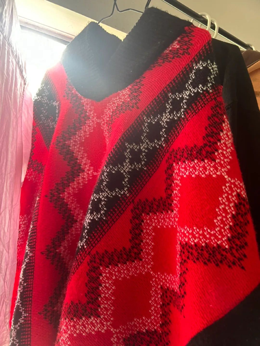 Red and Black Knit Poncho image indicator(2)