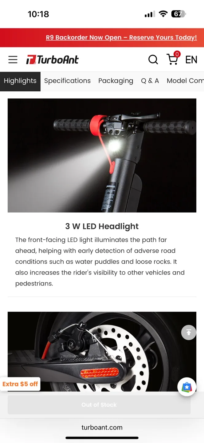 TurboAnt X7 Pro Folding Electric Scooter image indicator(9)