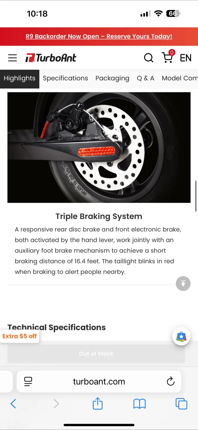 TurboAnt X7 Pro Folding Electric Scooter image indicator(8)