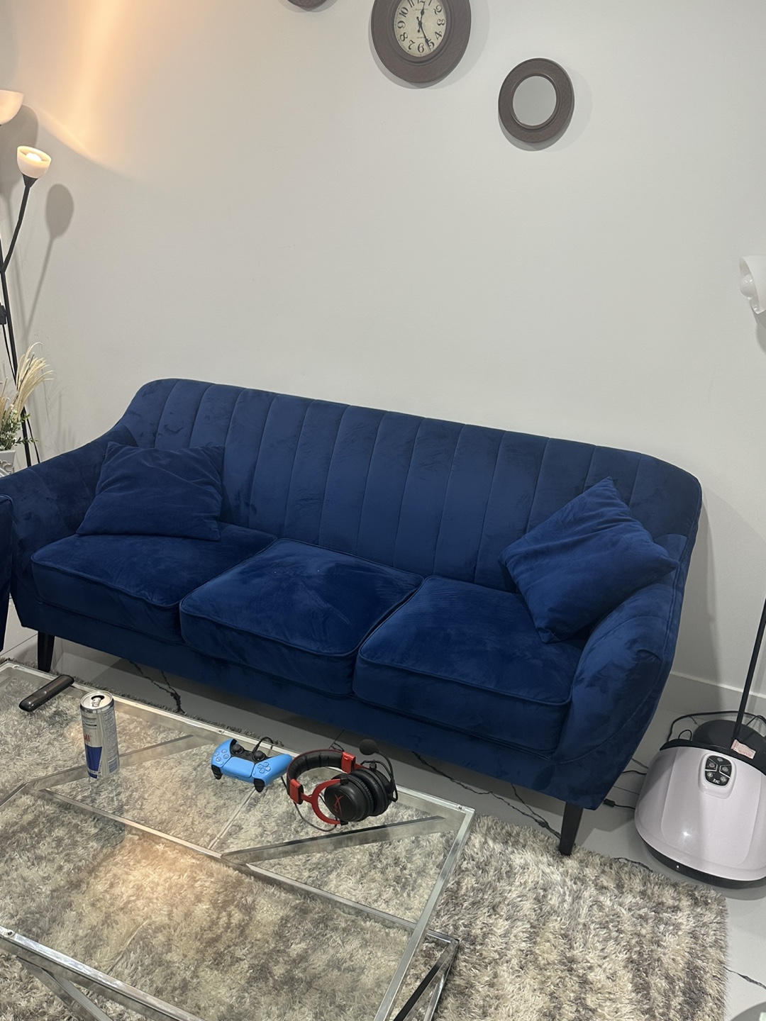 Gorgeous Blue Velvet Sofa Set - photo 2