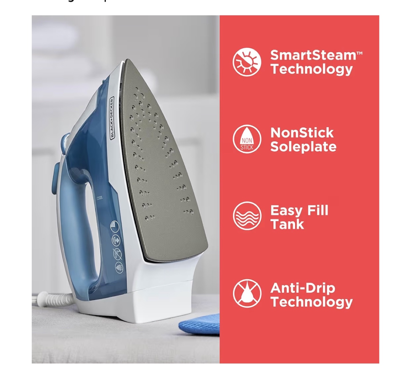 Black+Decker SmartSteam Iron - Powerful Steam - photo 3
