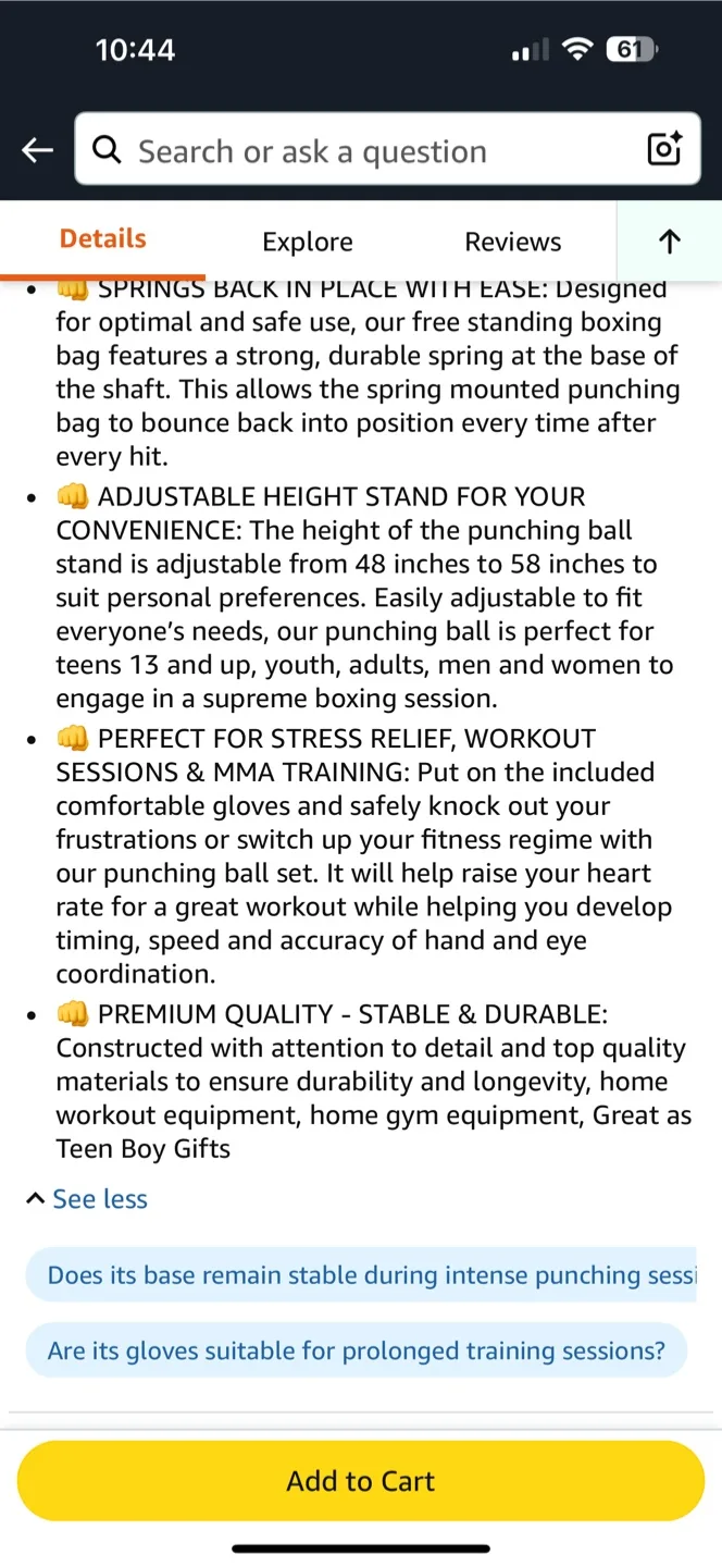 Punching Reflex Boxing Bag image indicator(8)