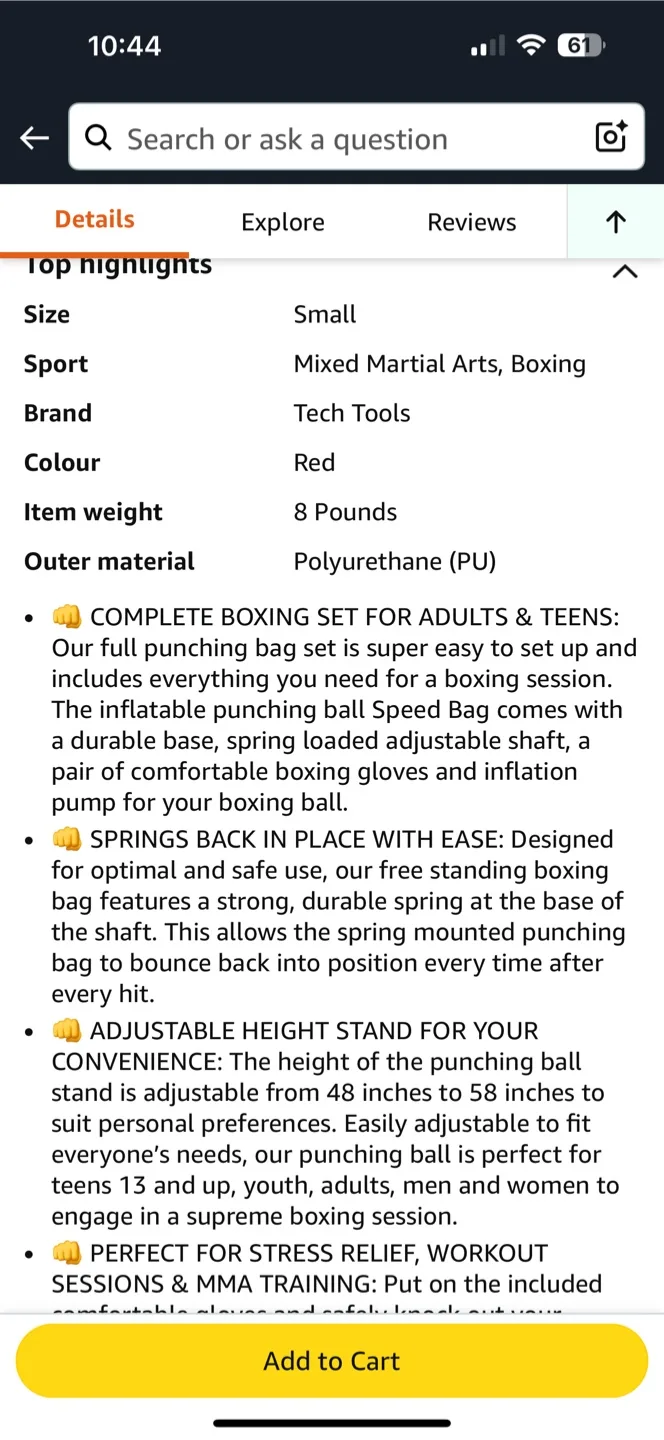Punching Reflex Boxing Bag image indicator(9)