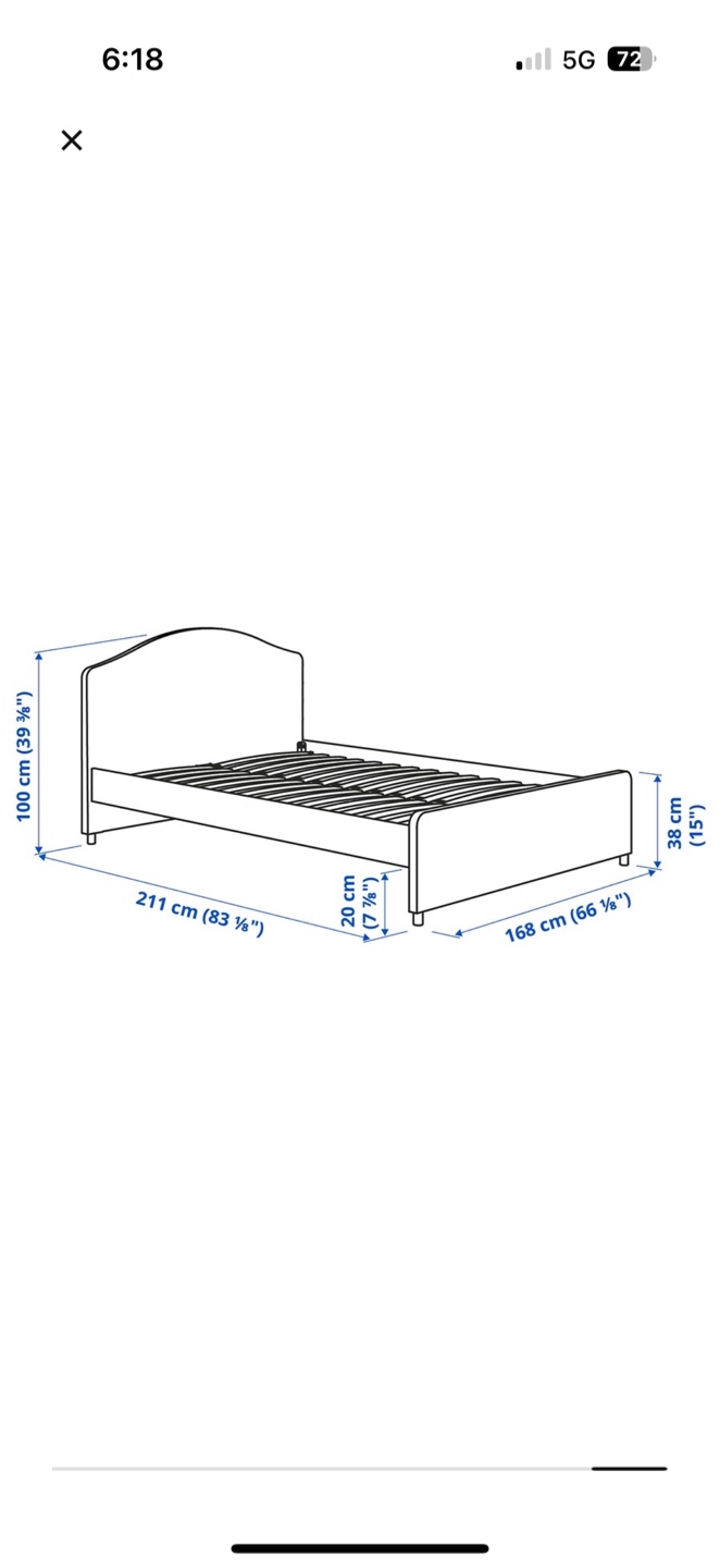 IKEA MALM Grey Queen Bed Frame