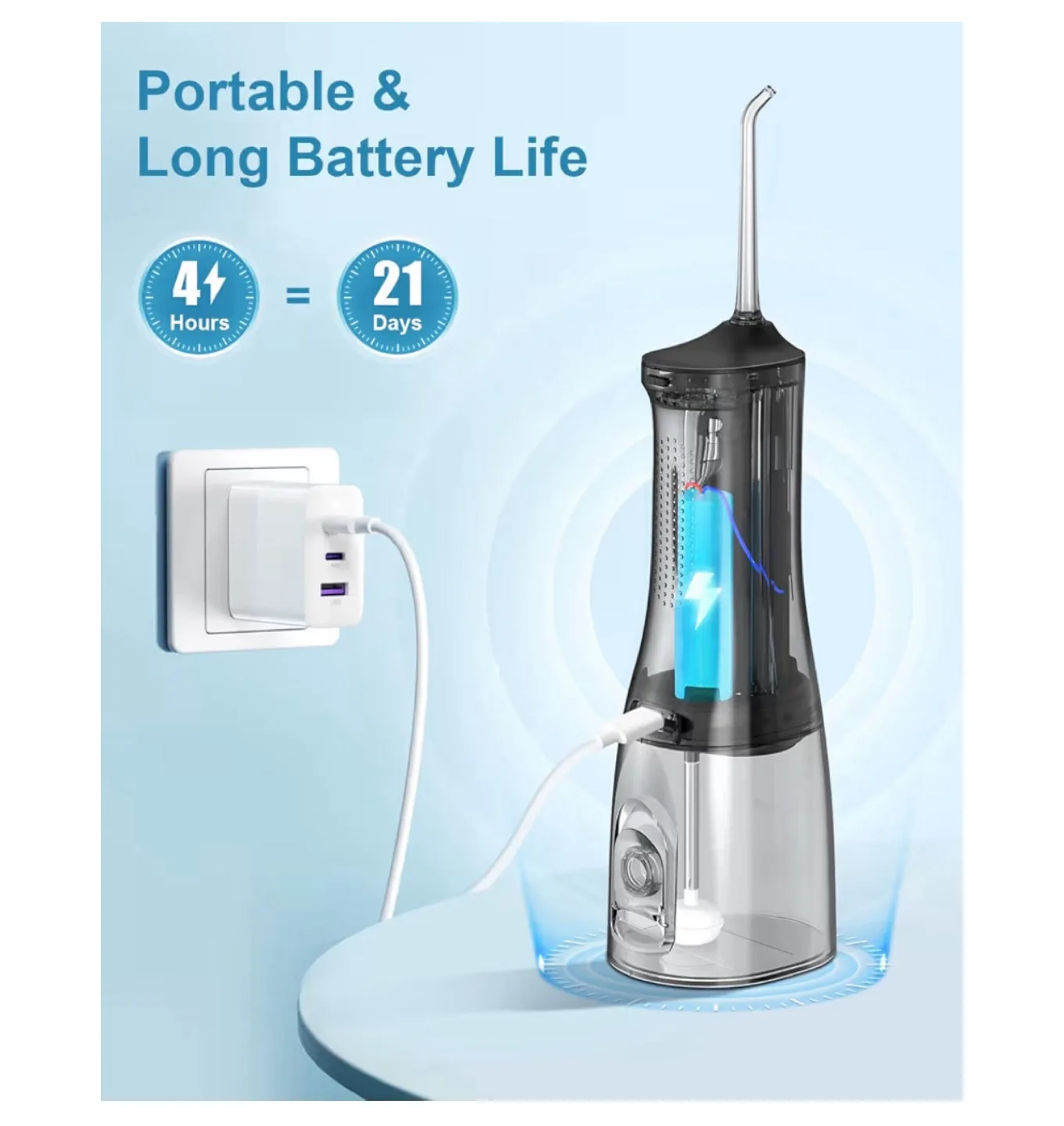 Brand New Portable Cordless Dental Flosser 🏒 image indicator(5)