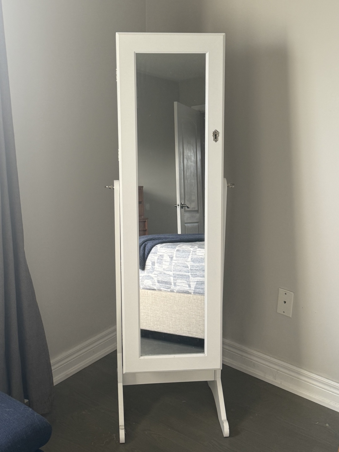 White Freestanding Jewellery Armoire with Mirror