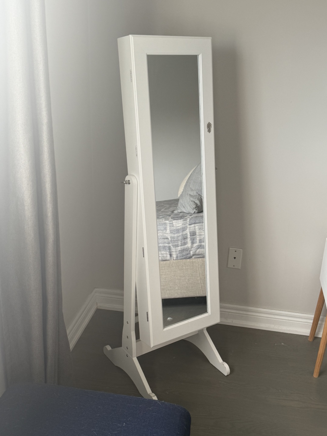 White Freestanding Jewellery Armoire with Mirror - photo 2