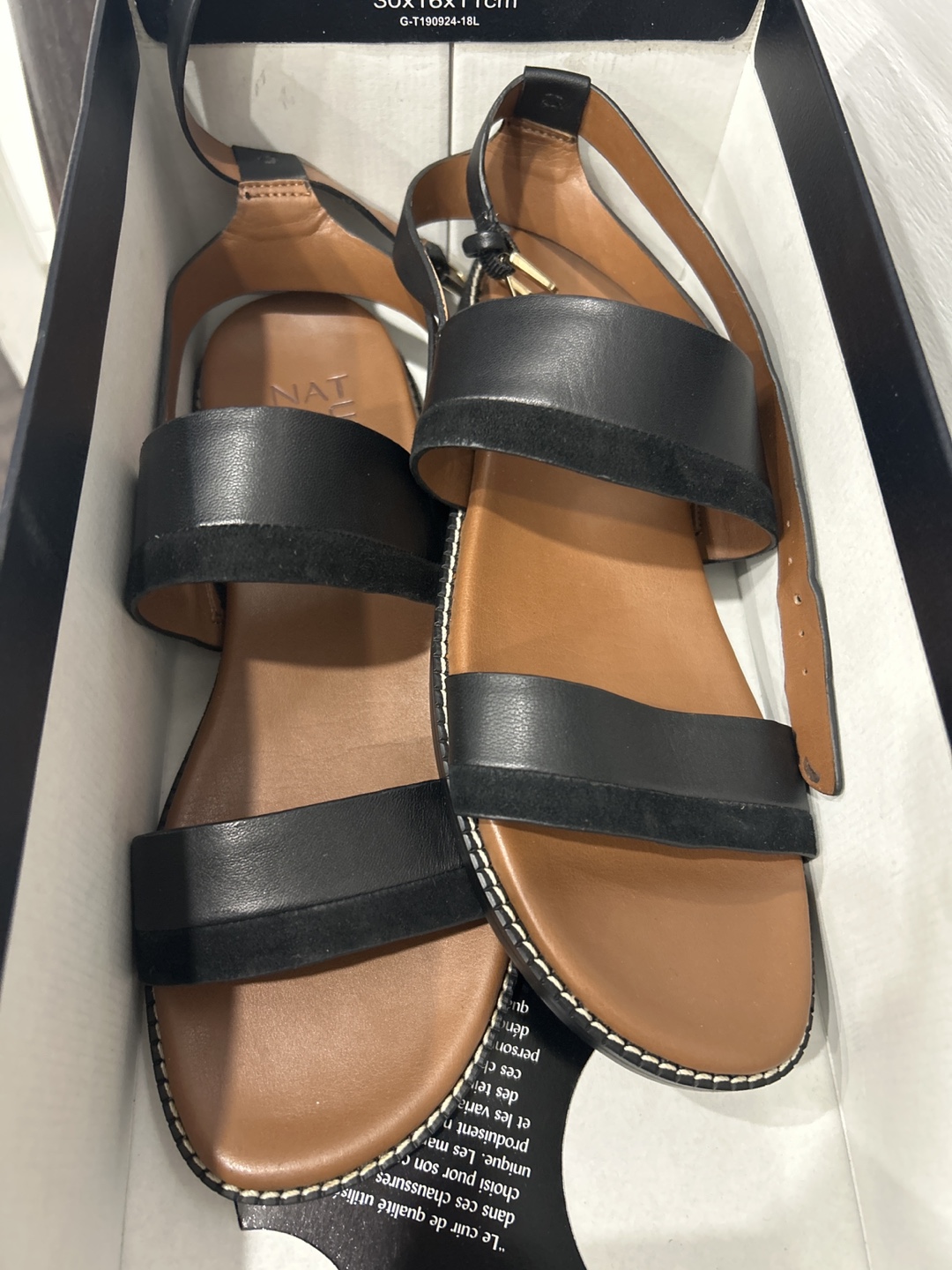 Naturalizer Women's Kelslie Black Leather Sandals - Size 6M