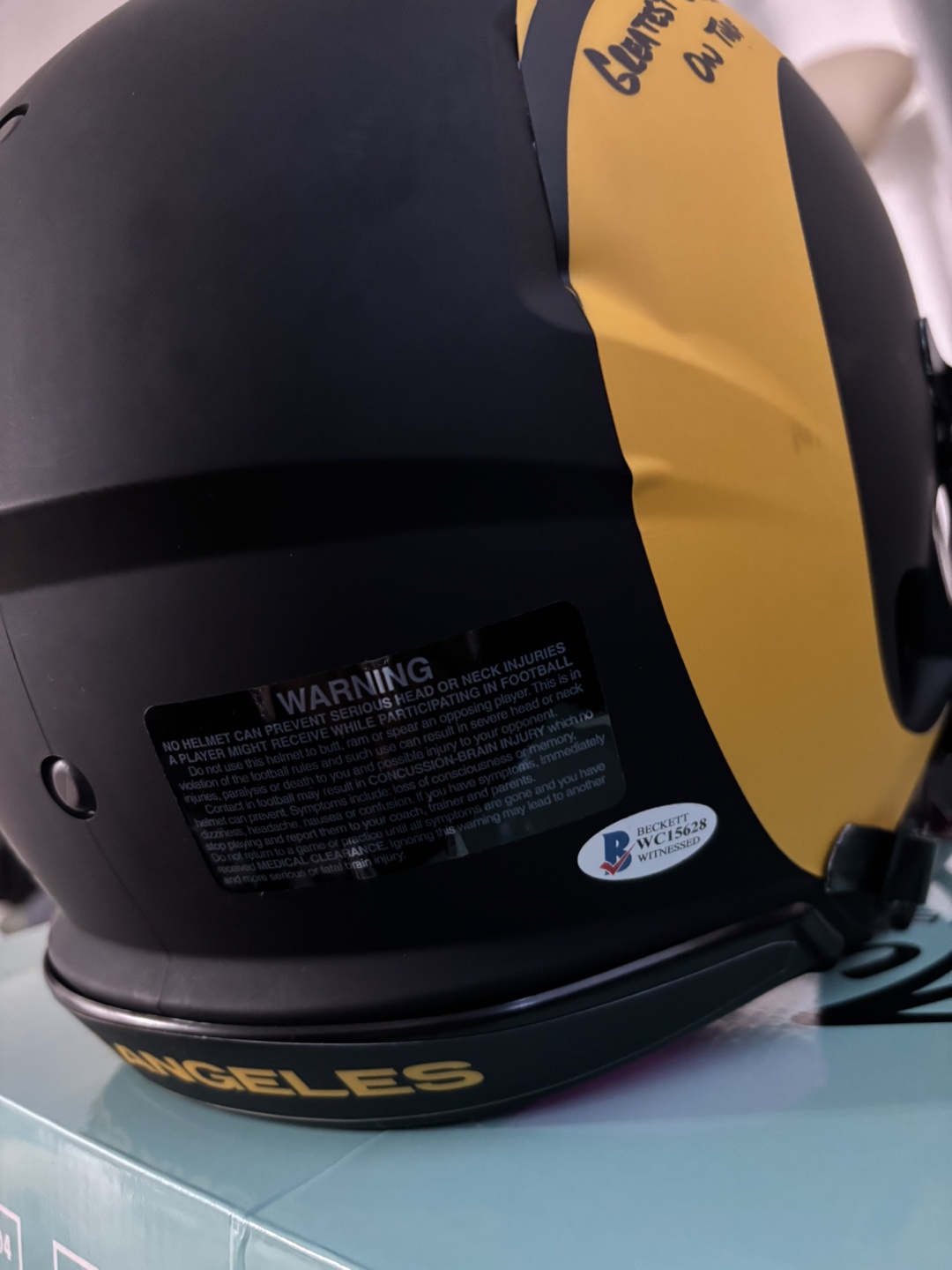 Autographed Kurt Warner Rams Helmet - Just Break It - photo 3