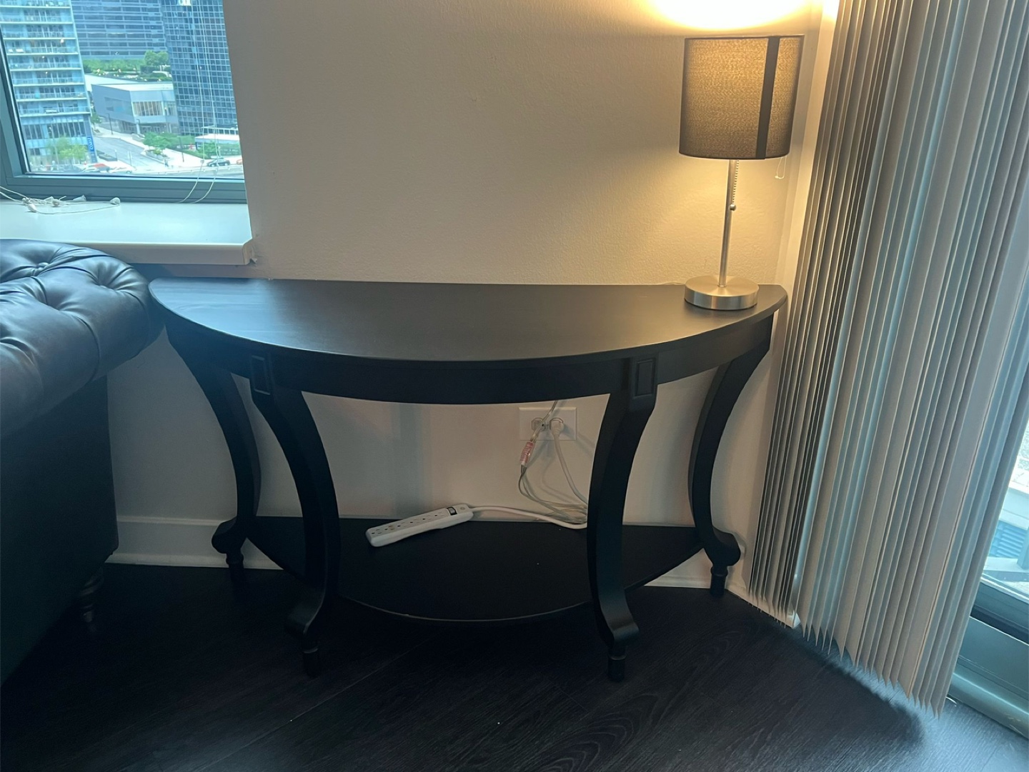 Black Half-Moon Console Table