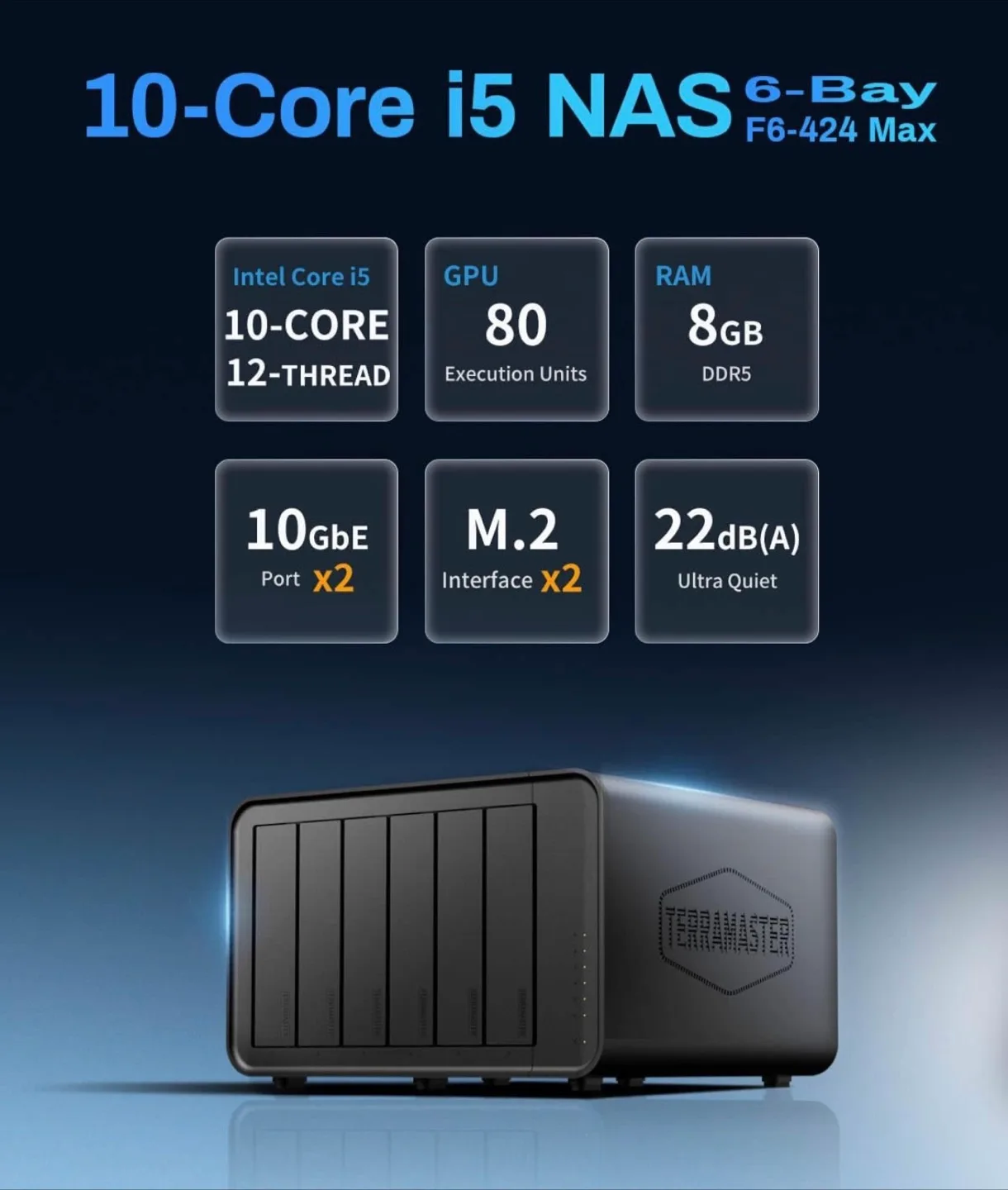 TerraMaster F6-424 Max 6-Bay NAS Storage Server - 10-Core CPU image indicator(3)