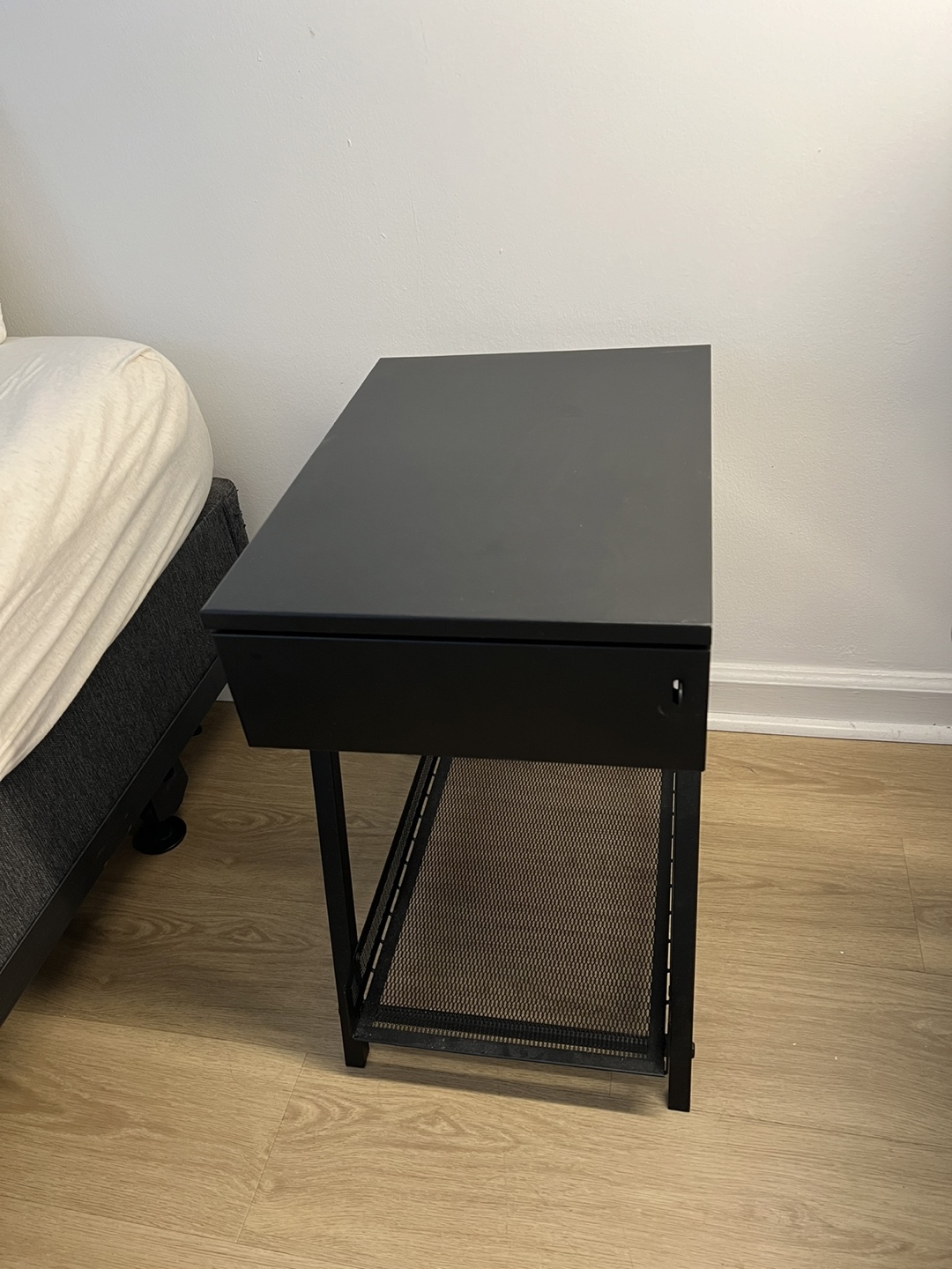 IKEA Metal Nightstand with Lockable Drawer