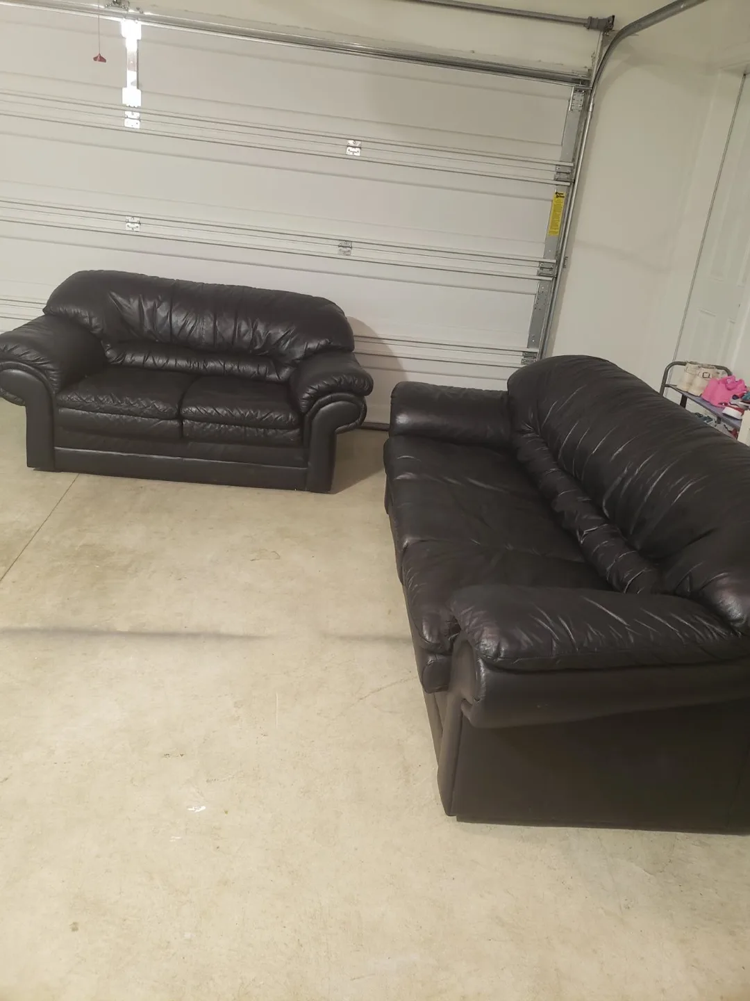 Black Leather Loveseat and Sofa Set ( Delivery Available ) thumbnail