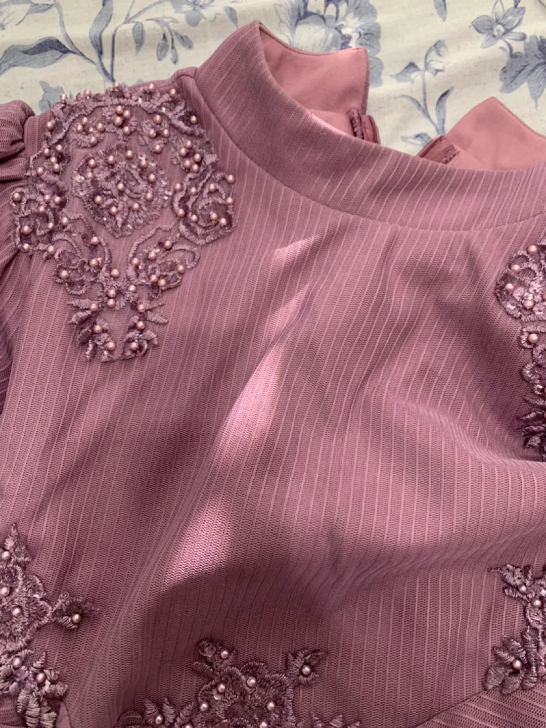 Dusty Rose Maxi Dress with Embellishments image indicator(8)