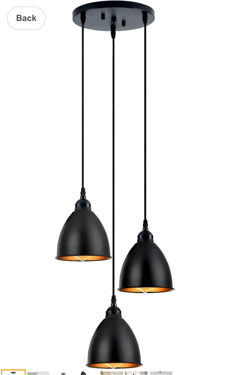 New Cluster Pendant Lighting Bell Shade Exterior Matte Black image indicator(3)