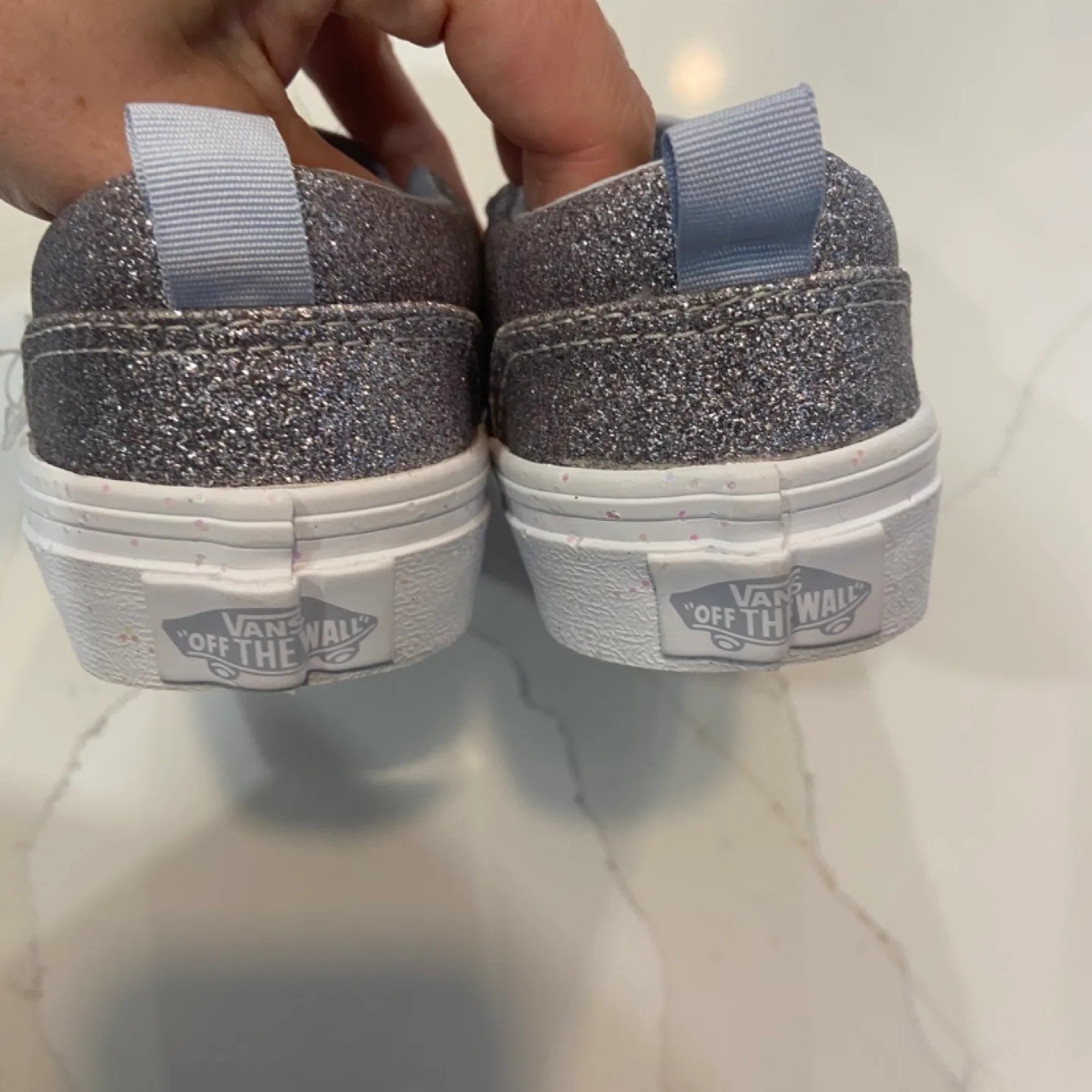 New size 12US/29EUR kids silver glitter Vans image indicator(3)