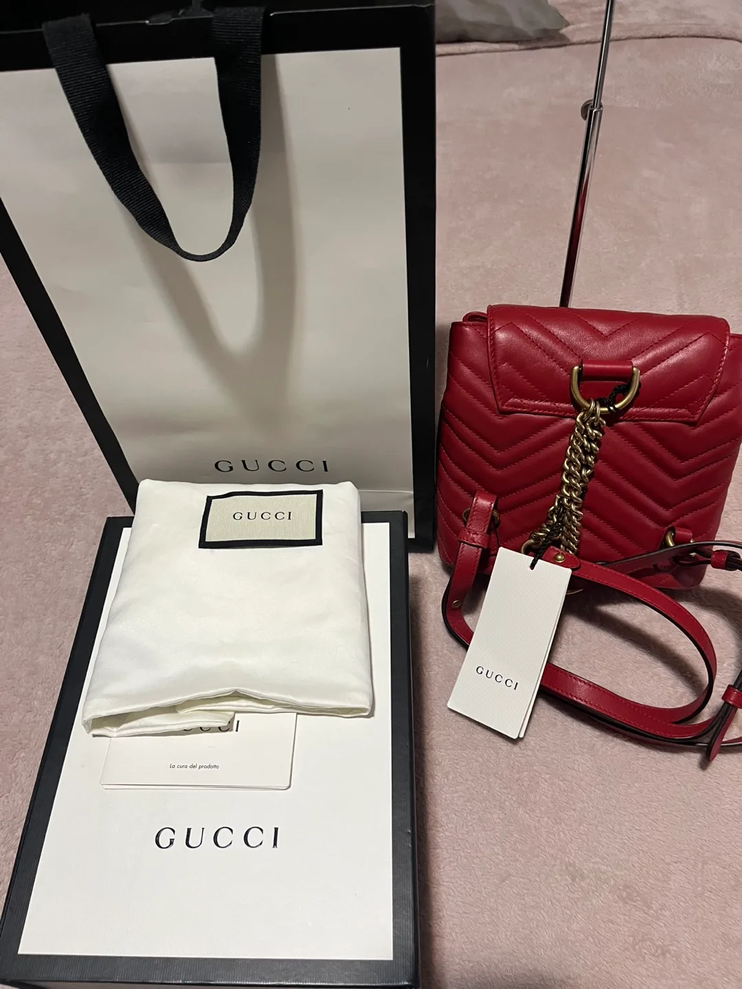 Gucci Mini Red Leather Backpack image indicator(2)