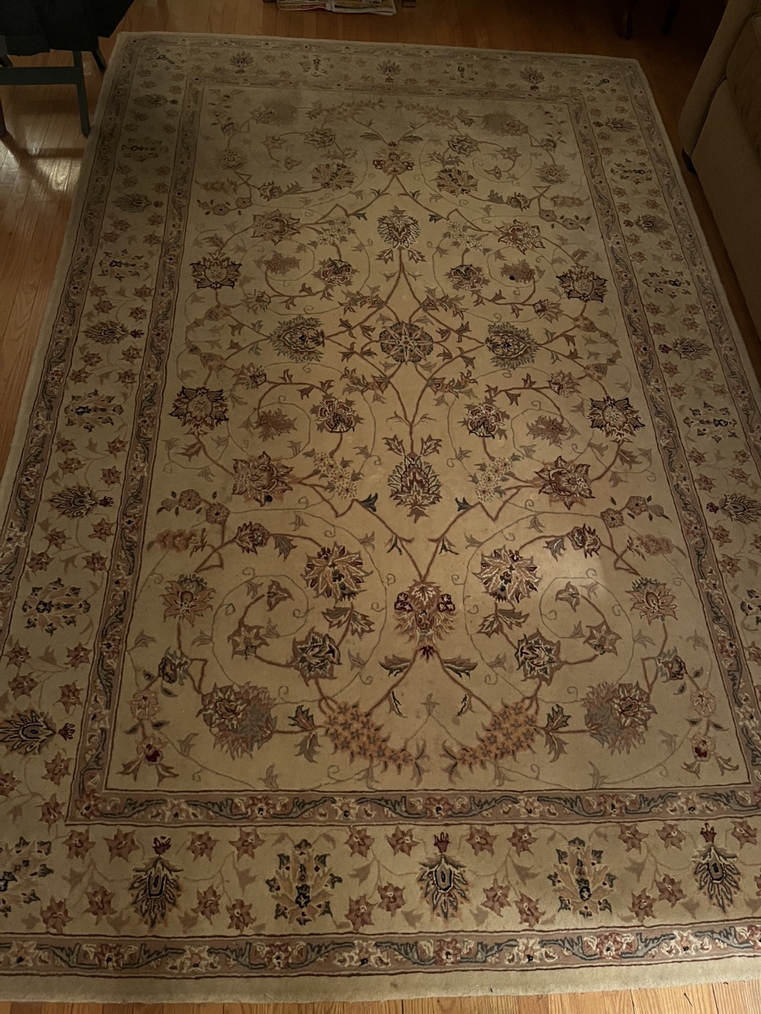 Large Beige Area Rug Floral Pattern