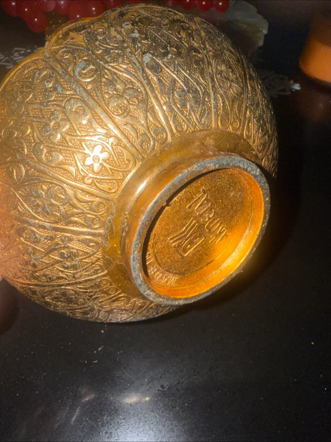 Gold Metal Bowl with Arabic Calligraphy 🏒 image indicator(2)