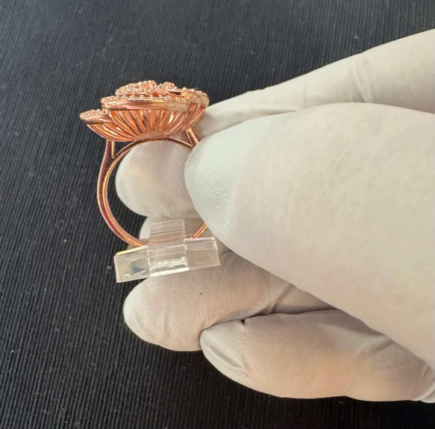 ROSE GOLD Plated over SS 925  Flower Ring SIZE 8 image indicator(4)