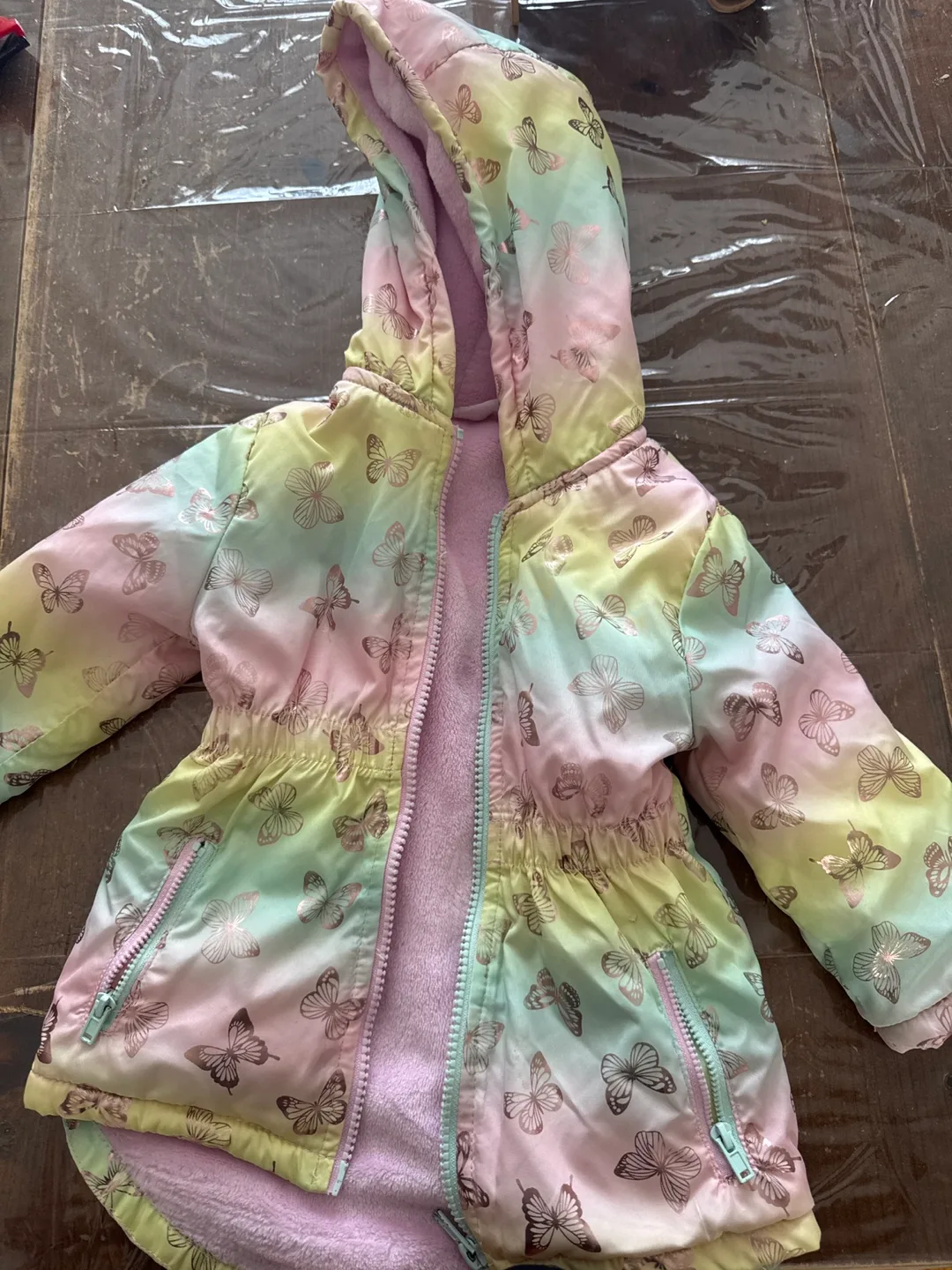 Girls' Rainbow Butterfly Hooded Jacket thumbnail