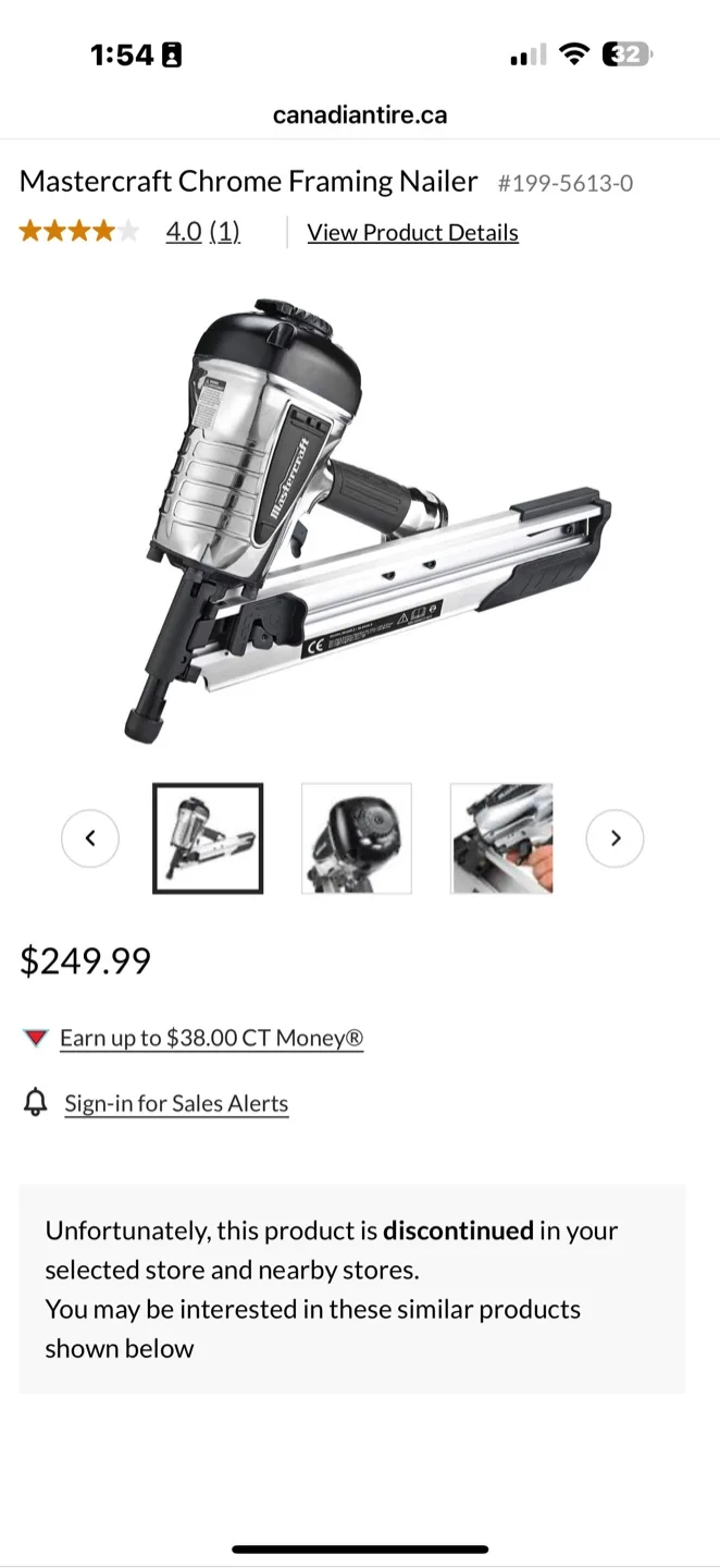 Mastercraft Framing Nailer with carrying case and nails thumbnail