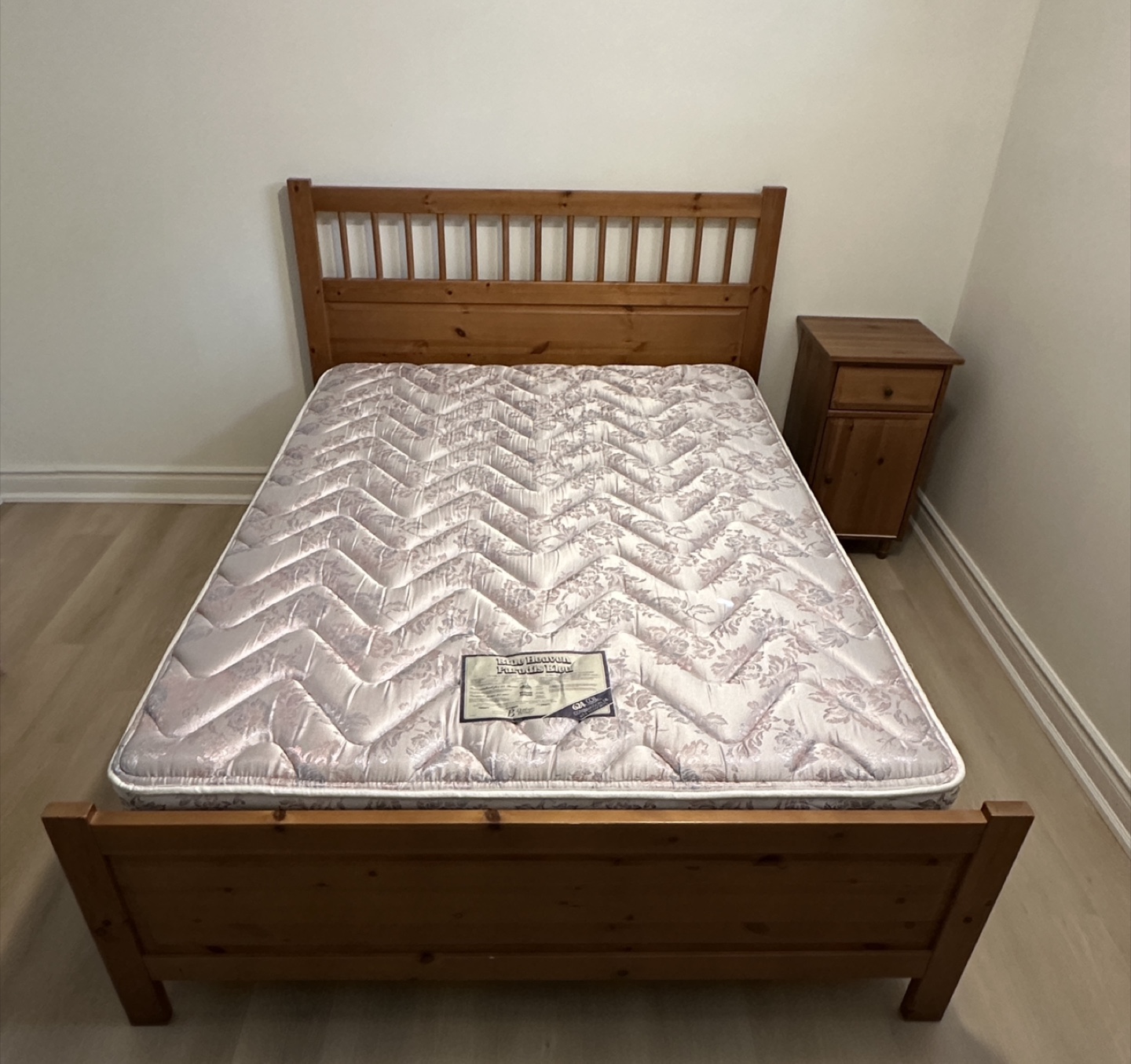 Double /Full Bed Frame with Mattress and Nightstand