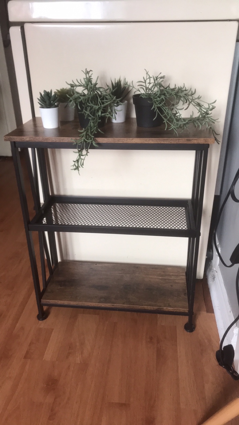Rustic 3-Tier Shelf with Faux Succulents