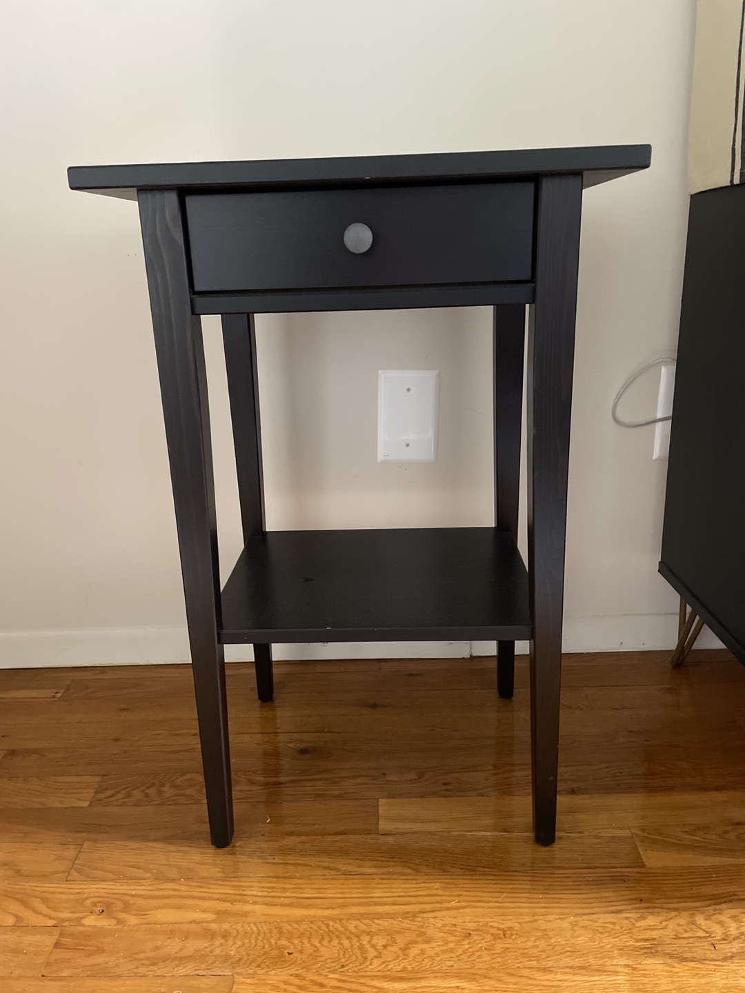 Black Nightstand with Drawer and Shelf - photo 2