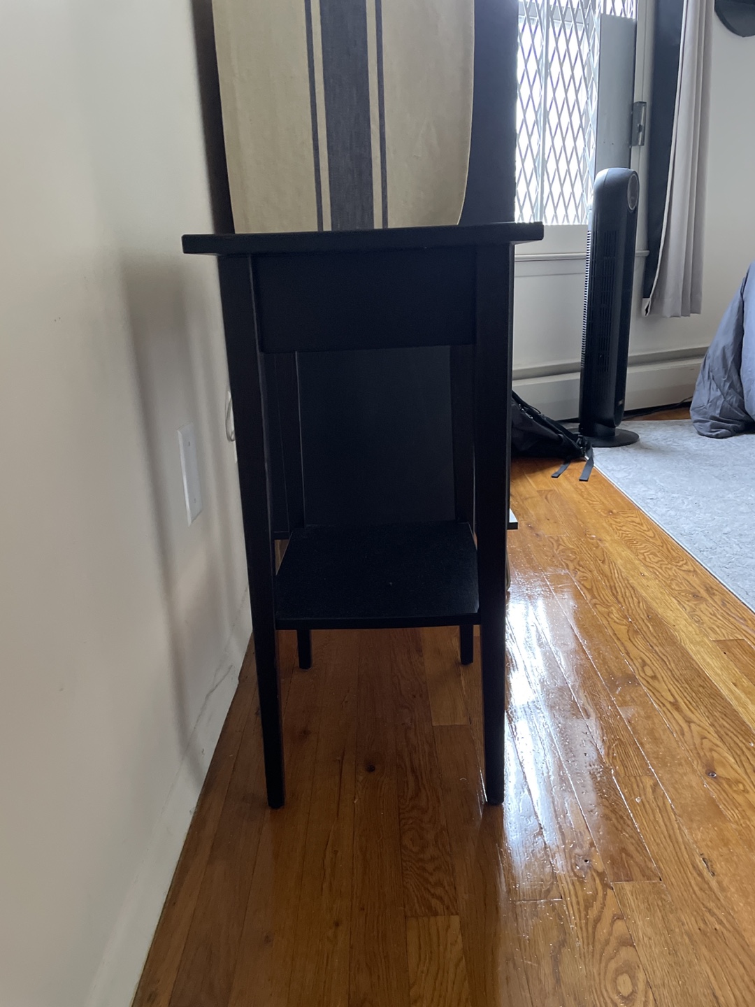 Black Nightstand with Drawer and Shelf - photo 3