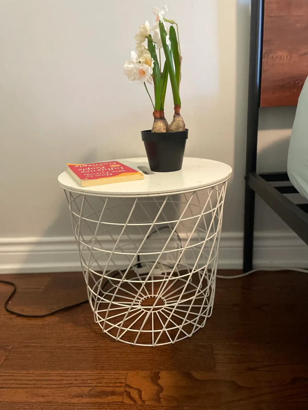 IKEA White Wire Basket Side Table thumbnail