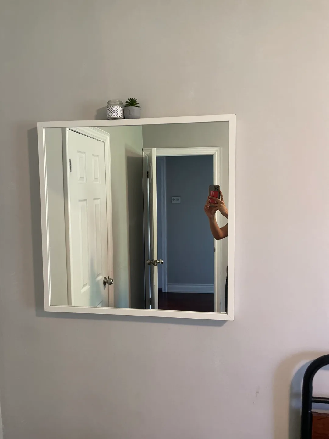 IKEA White framed wall mirror thumbnail