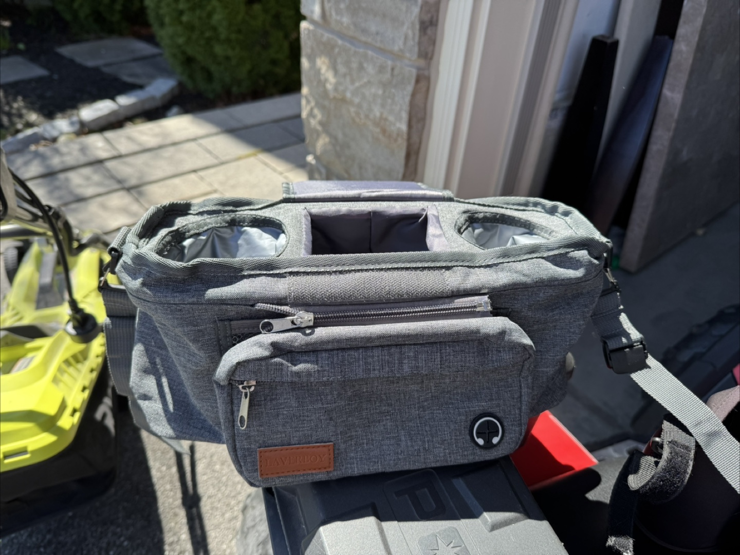 Grey Stroller Organizer with Cup Holders