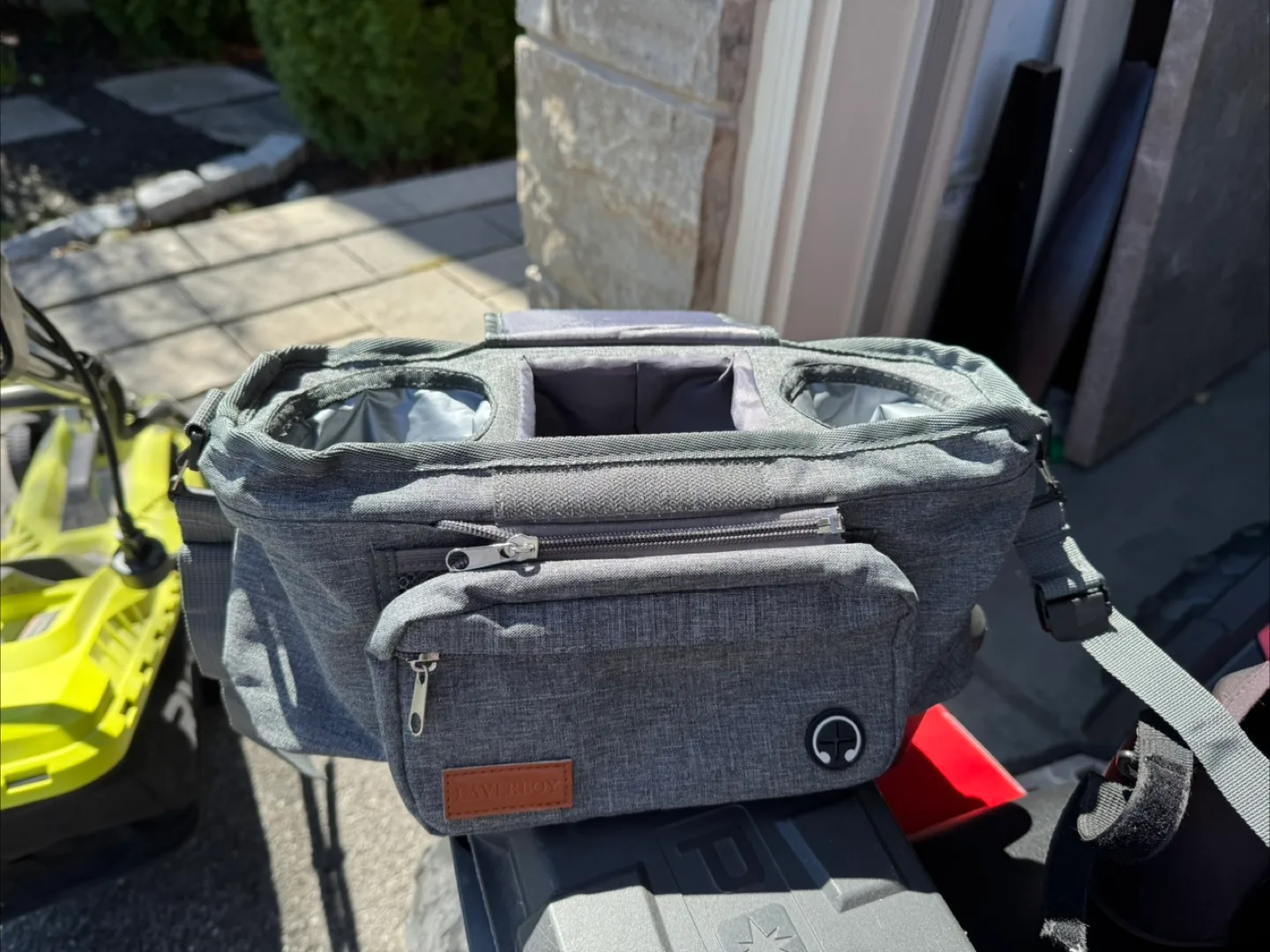 Grey Stroller Organizer with Cup Holders thumbnail
