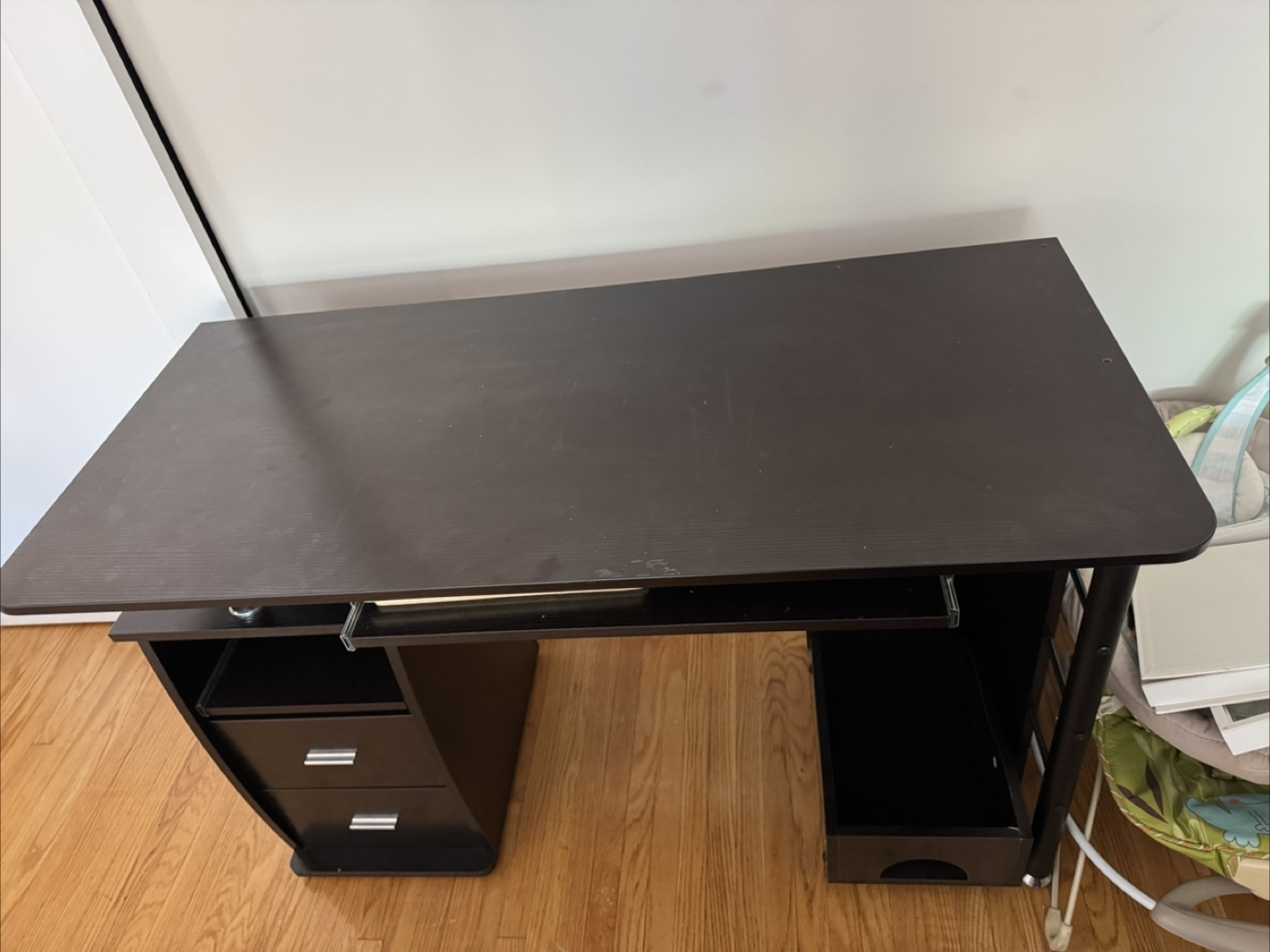 Dark Brown Computer Desk with Drawers