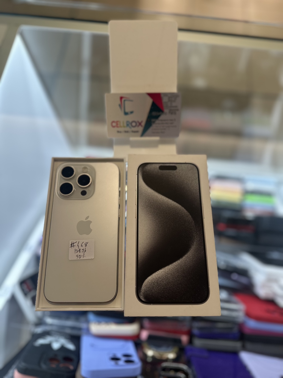 iPhone 15 pro in white, 128 GB open box condition