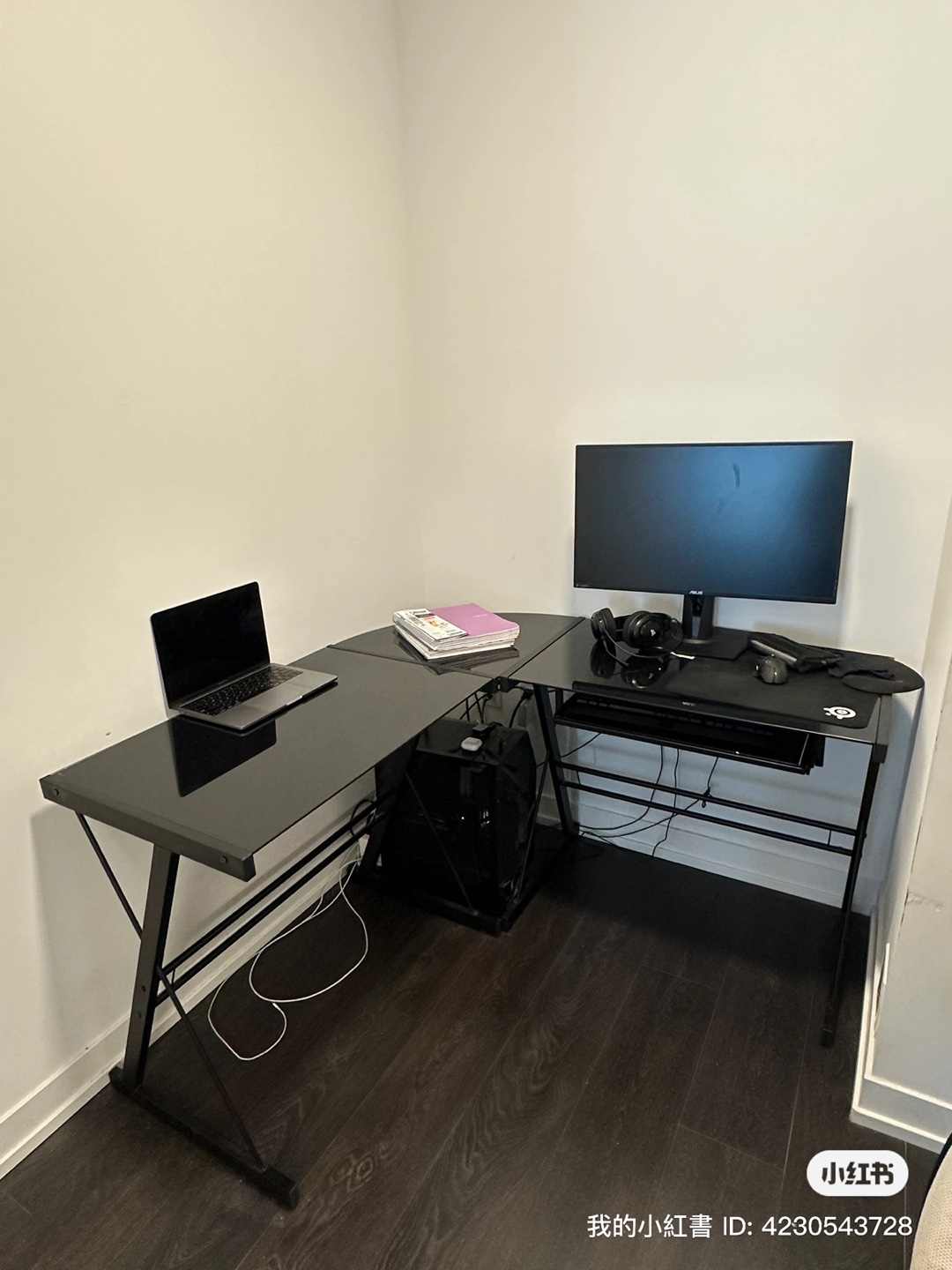 Black Corner Computer Desk with Keyboard Tray - photo 2