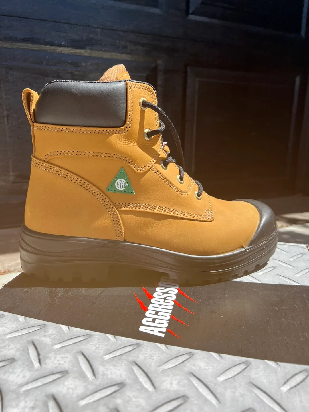 Steel Toes Construction LeatherBoots- Tan Men’s Size 10 image indicator(6)