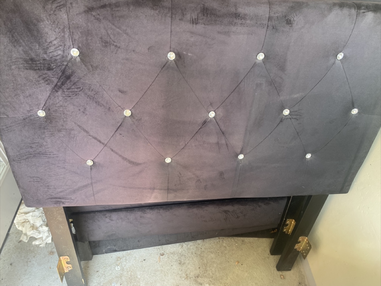 2  twin size Black Velvet Bed Frame with Crystal Detailing - photo 4