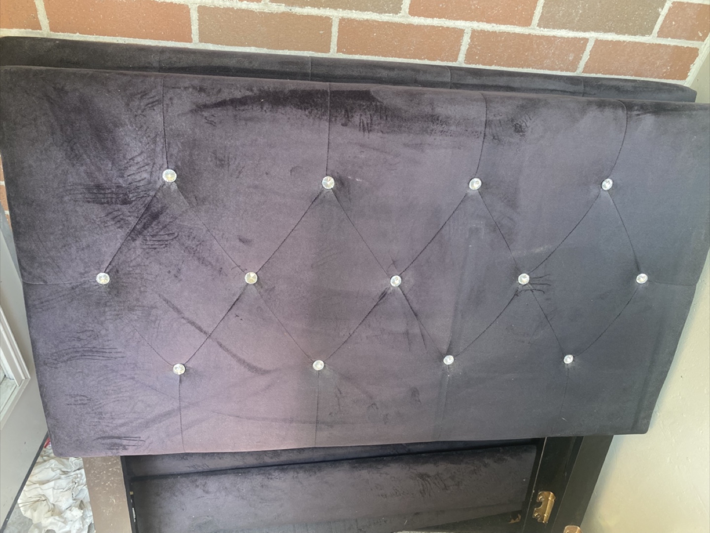 2  twin size Black Velvet Bed Frame with Crystal Detailing - photo 3