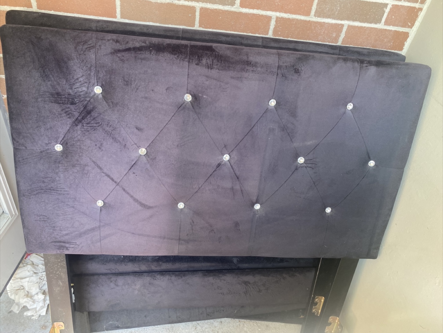 2  twin size Black Velvet Bed Frame with Crystal Detailing