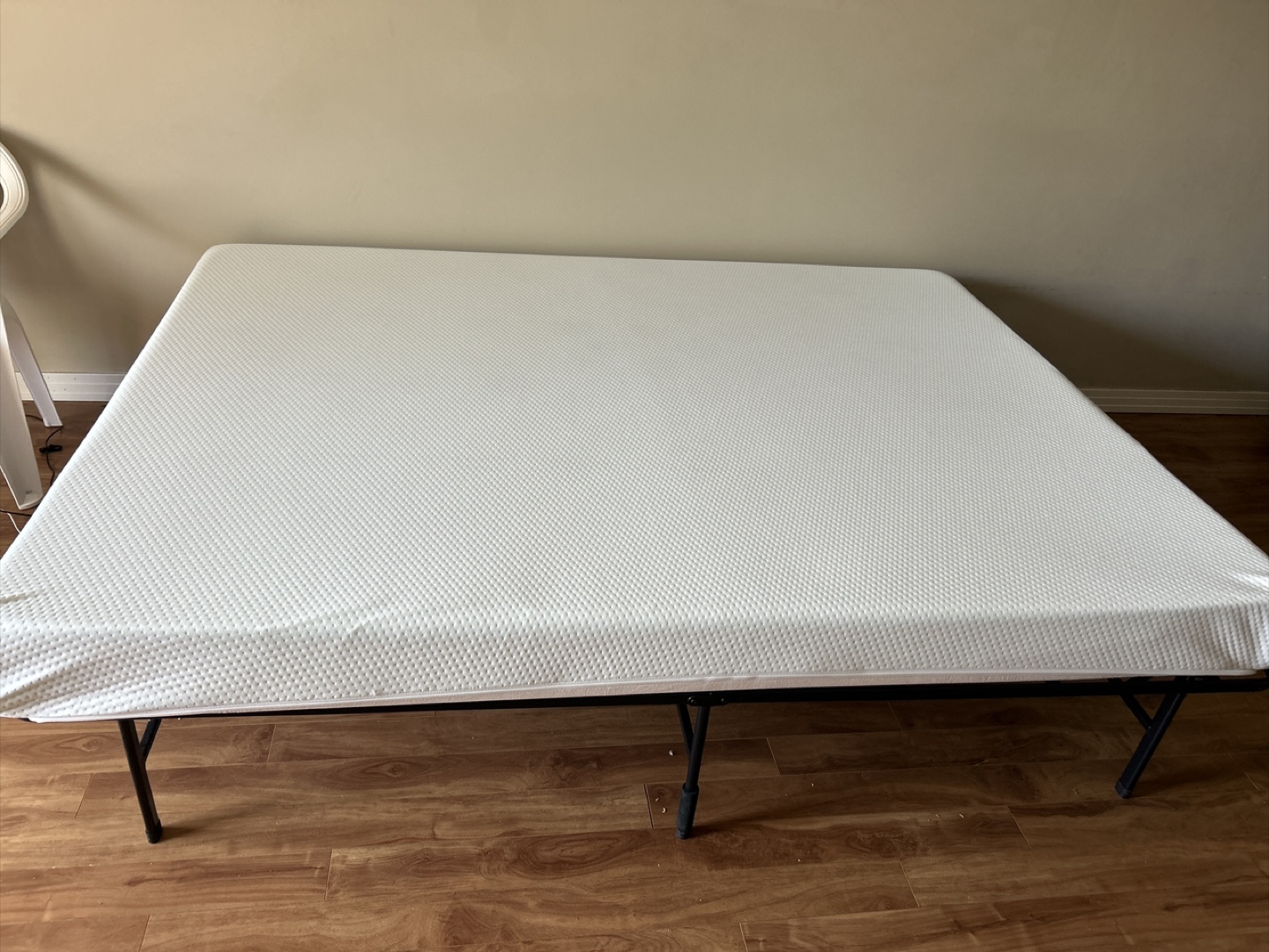 Queen Size Metal Bed Frame with Mattress Topper - photo 2