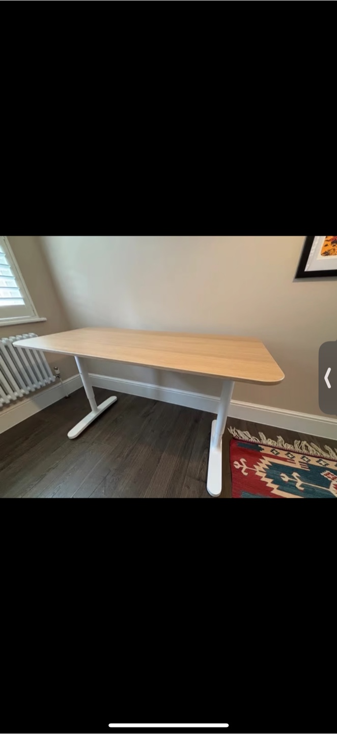 Standing Desk - Light Wood Top, White Legs