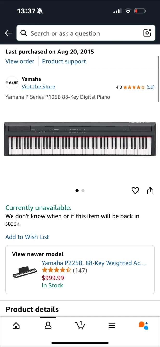 Yamaha P105B 88-Key Digital Piano with Stand and Sustain Pedal image indicator(4)