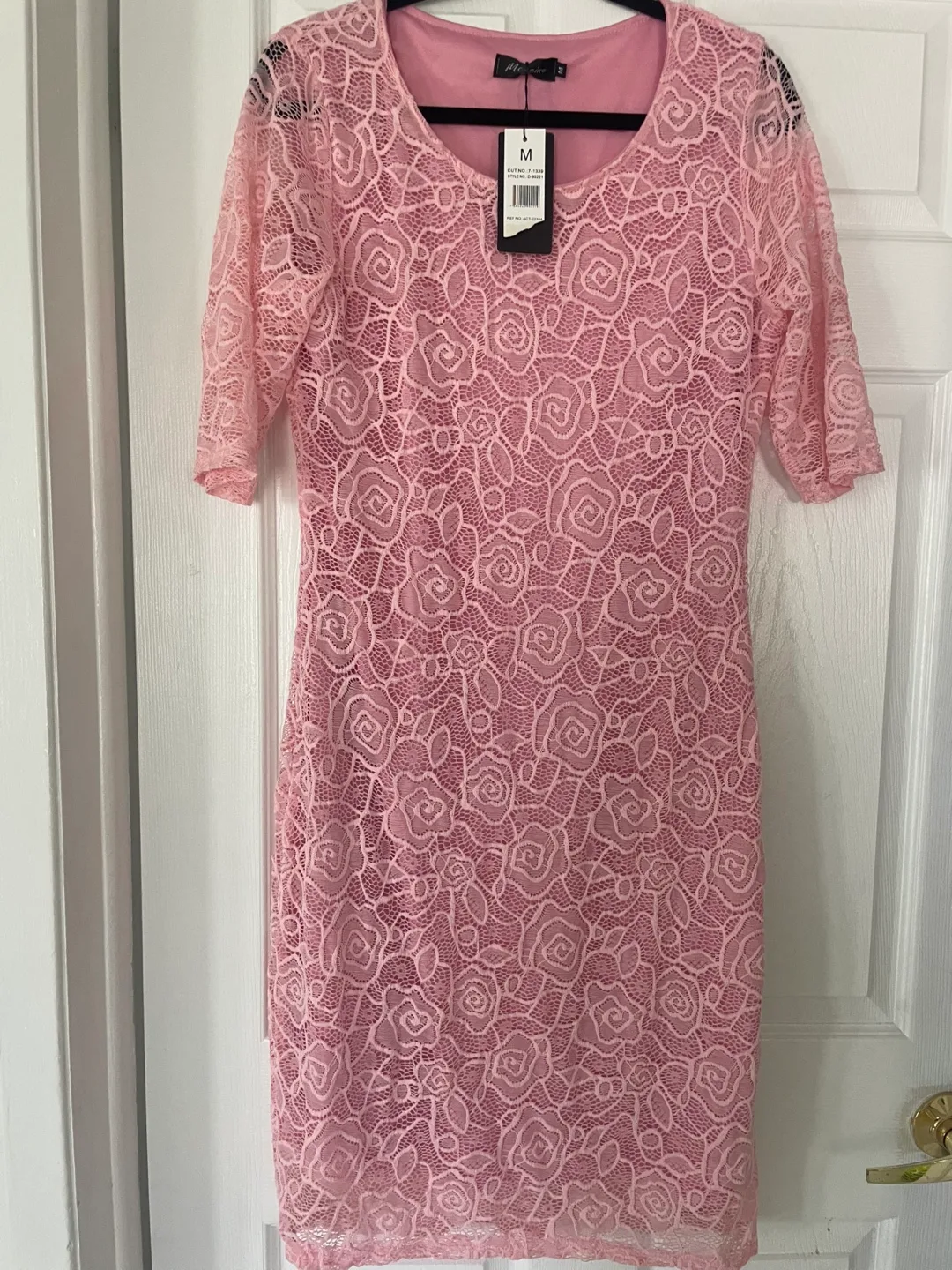 Pink Lace Midi Dress, Size Medium thumbnail