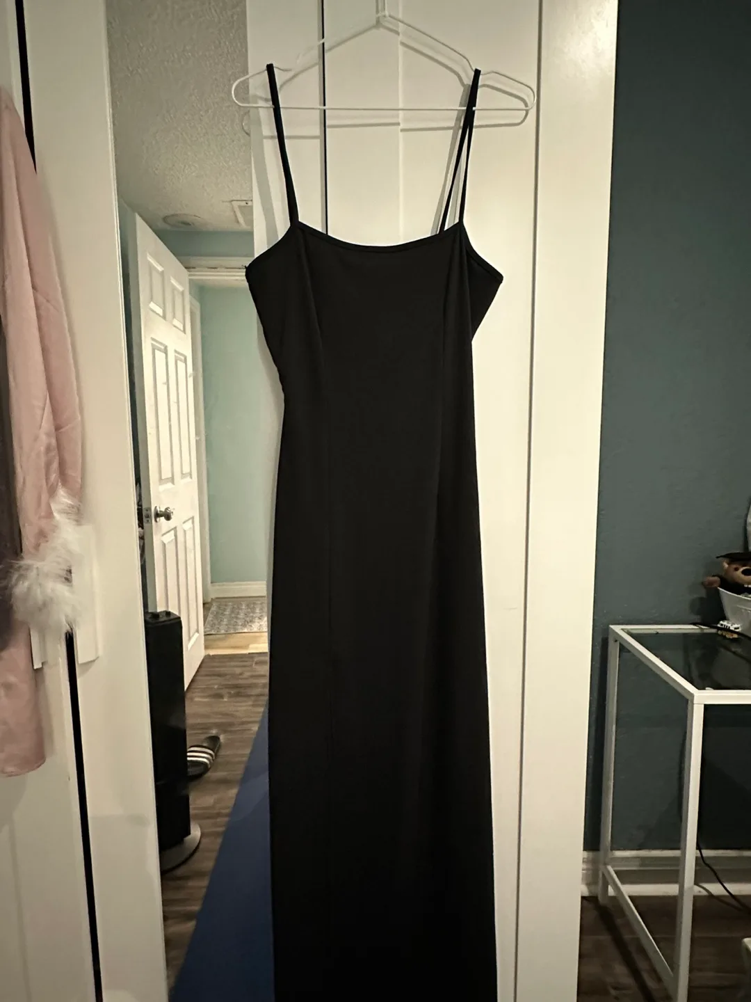 Black Maxi Slip Dress with Slit thumbnail