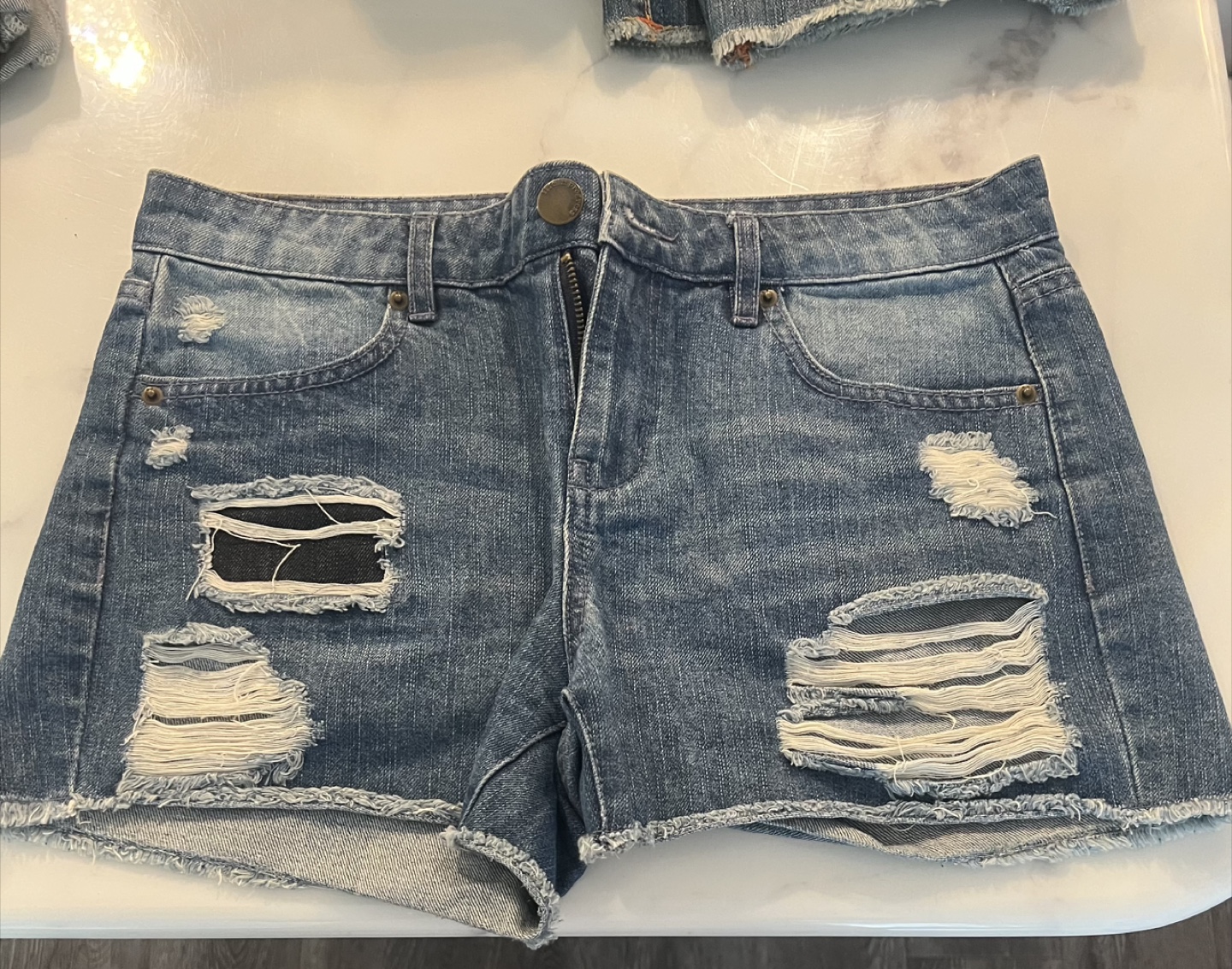 Life In Progress Distressed Denim Shorts Size 26