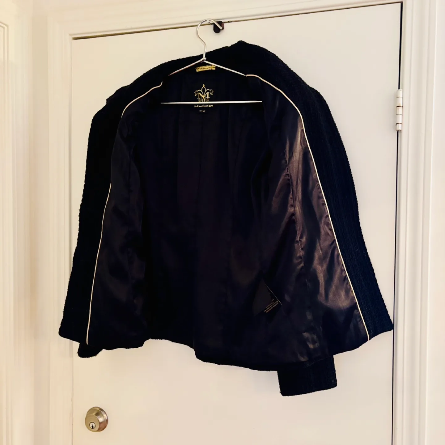 Mackage Black Virgin Wool and Leather Jacket - Size XS image indicator(3)