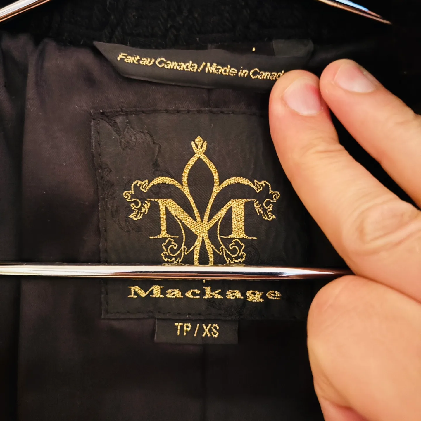 Mackage Black Virgin Wool and Leather Jacket - Size XS image indicator(4)